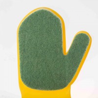 Green Scouring Pad & Sponge Cleaning latex Gloves