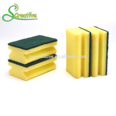 H shape green scouring pad kitchen cleaning foam scrub sponge