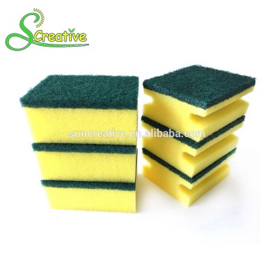 Abrasive polyester fabric foam retail scouring pad cleaning sponge